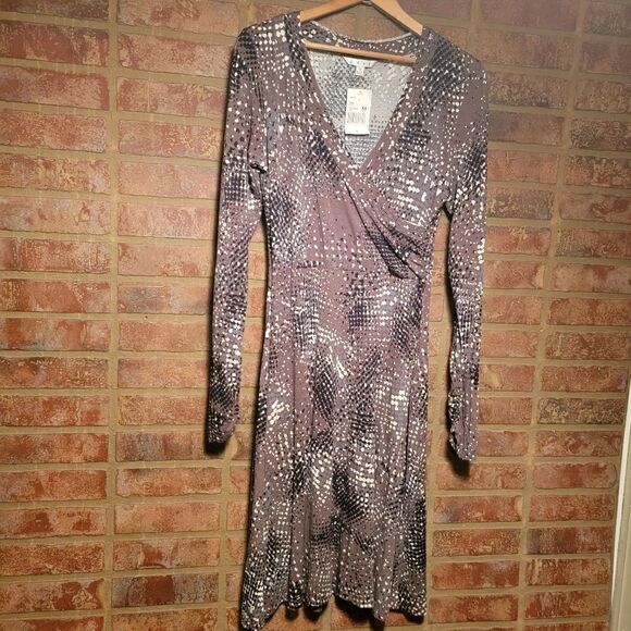 Cabi | Dappled Dots Faux Wrap Long Sleeve Dress medium NWT - Picture 2 of 4
